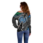 Torest Trait Islands Mix Crocodine Aboriginal Pattern Off Shoulder Sweater