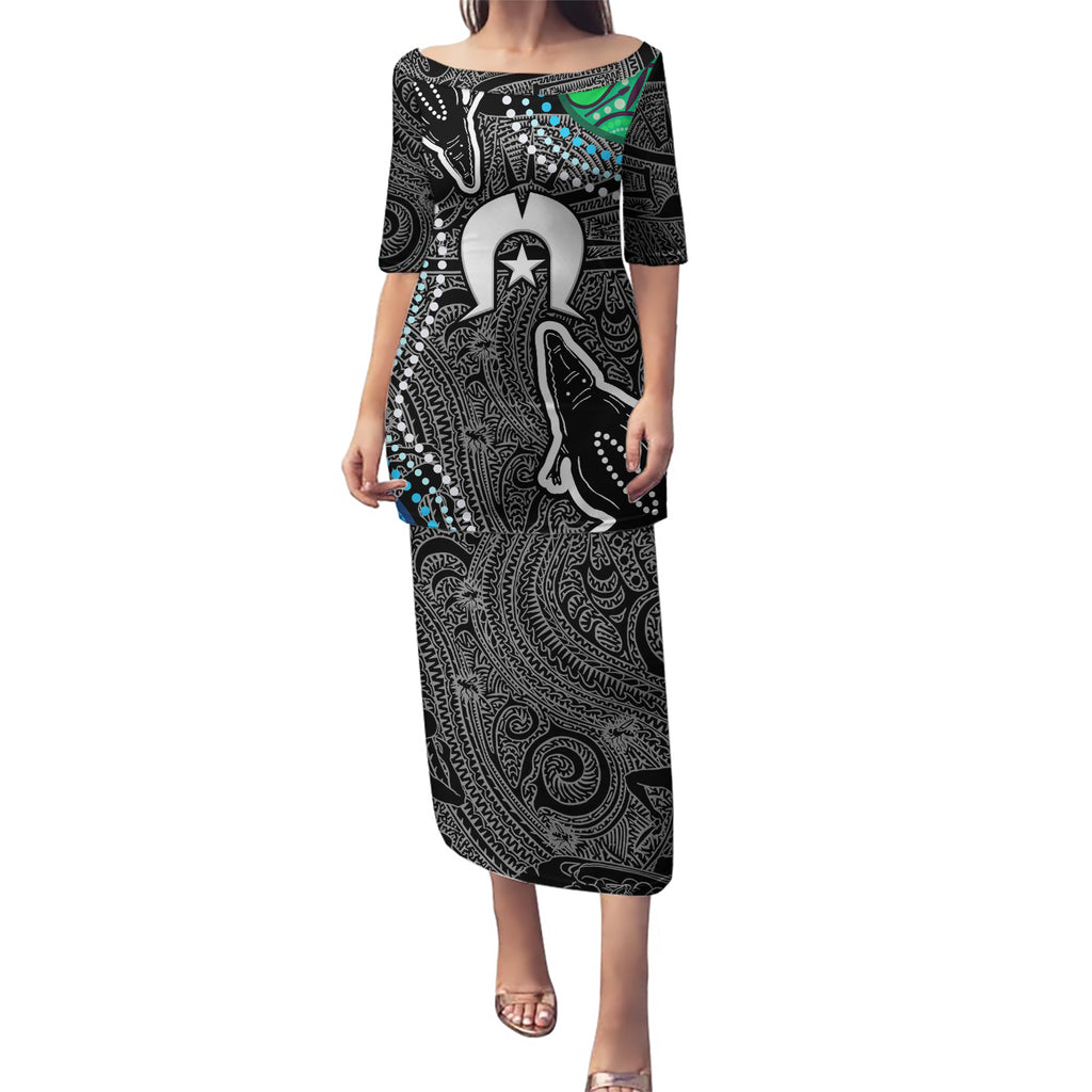 Torest Trait Islands Mix Crocodine Aboriginal Pattern Puletasi