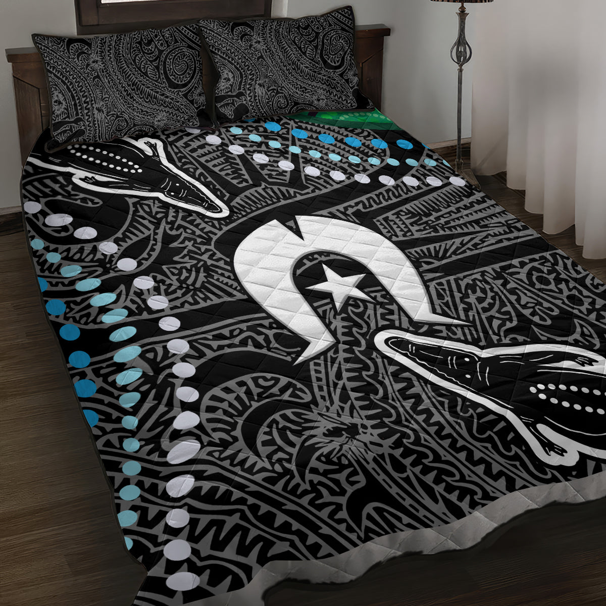 Torest Trait Islands Mix Crocodine Aboriginal Pattern Quilt Bed Set