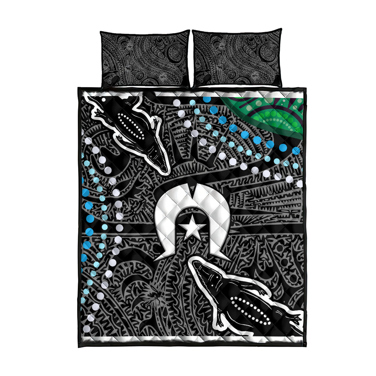 Torest Trait Islands Mix Crocodine Aboriginal Pattern Quilt Bed Set