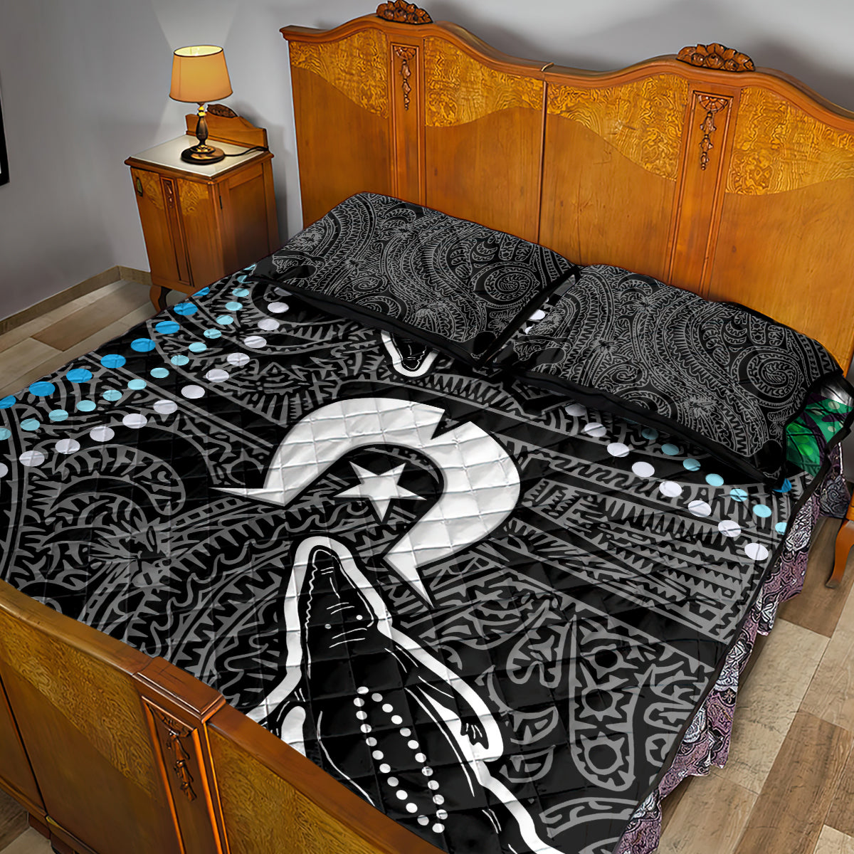 Torest Trait Islands Mix Crocodine Aboriginal Pattern Quilt Bed Set