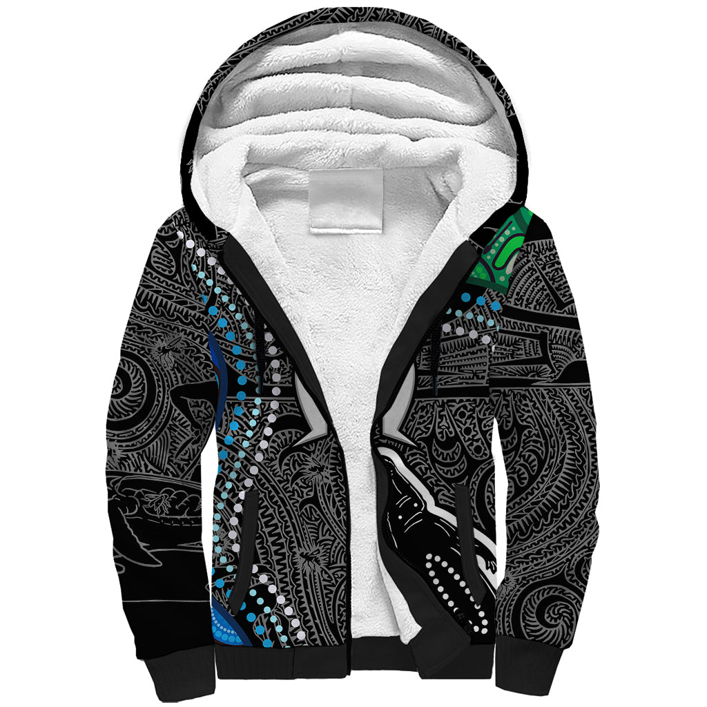 Torest Trait Islands Mix Crocodine Aboriginal Pattern Sherpa Hoodie