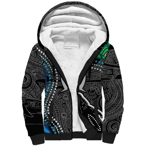Torest Trait Islands Mix Crocodine Aboriginal Pattern Sherpa Hoodie