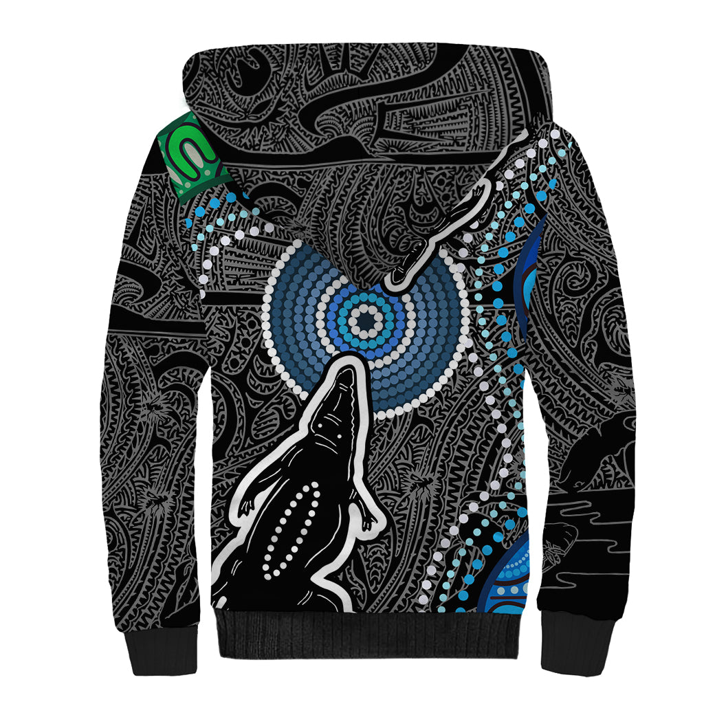 Torest Trait Islands Mix Crocodine Aboriginal Pattern Sherpa Hoodie