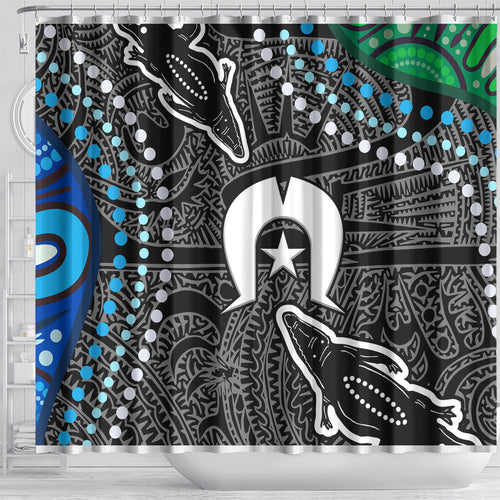 Torest Trait Islands Mix Crocodine Aboriginal Pattern Shower Curtain