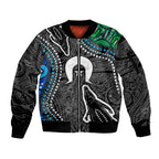 Torest Trait Islands Mix Crocodine Aboriginal Pattern Sleeve Zip Bomber Jacket