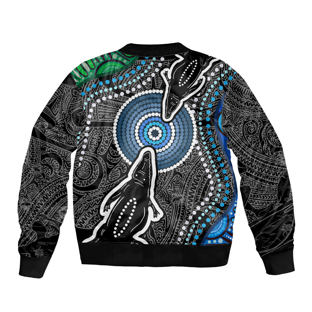 Torest Trait Islands Mix Crocodine Aboriginal Pattern Sleeve Zip Bomber Jacket