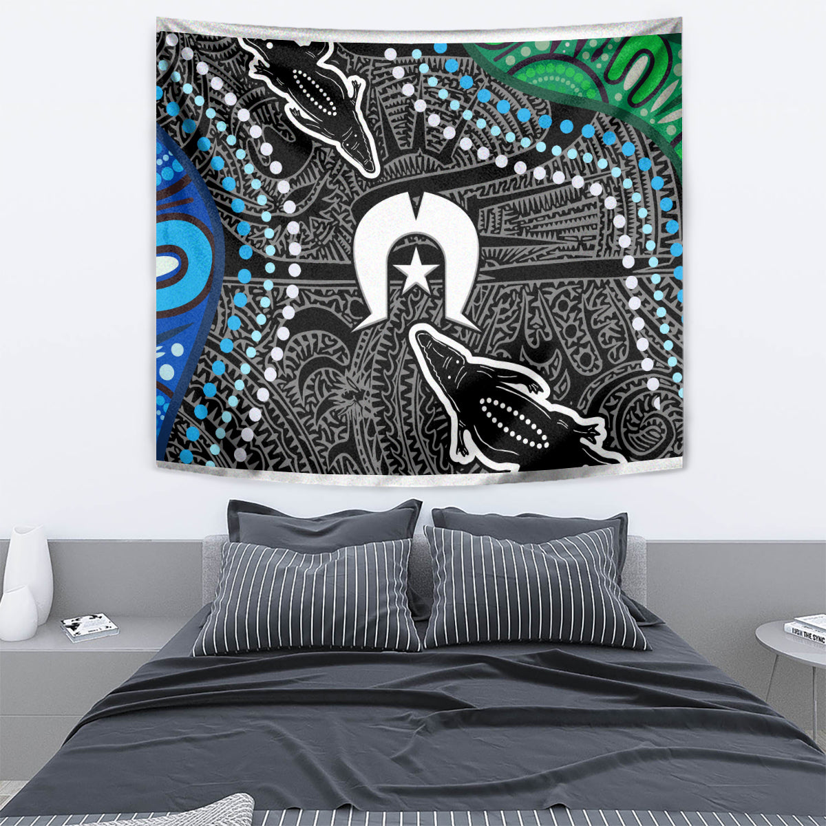 Torest Trait Islands Mix Crocodine Aboriginal Pattern Tapestry