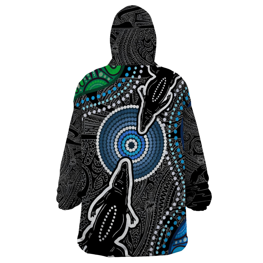 Torest Trait Islands Mix Crocodine Aboriginal Pattern Wearable Blanket Hoodie