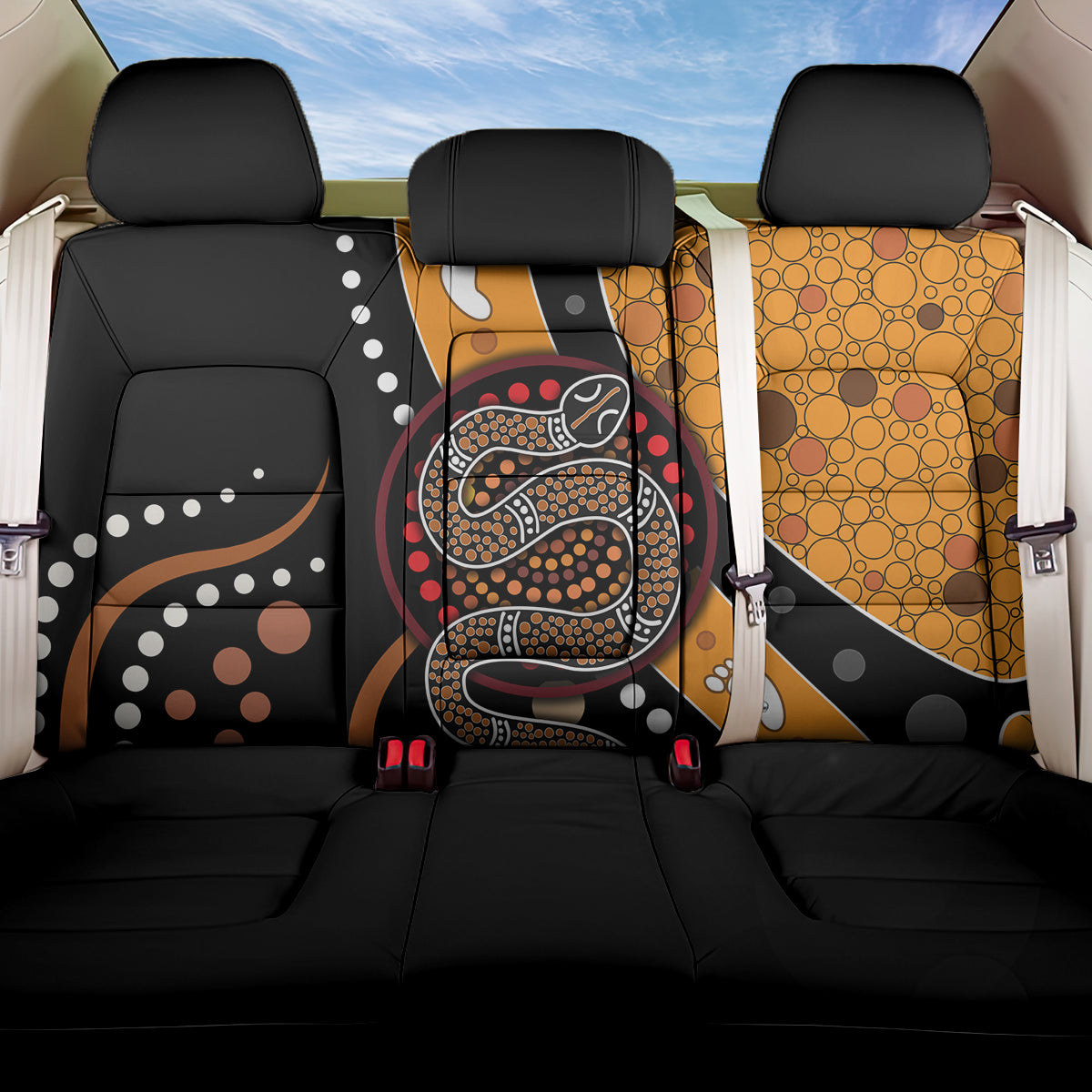 Aboriginal Snake Pattern Dot Art Back Car Seat Cover