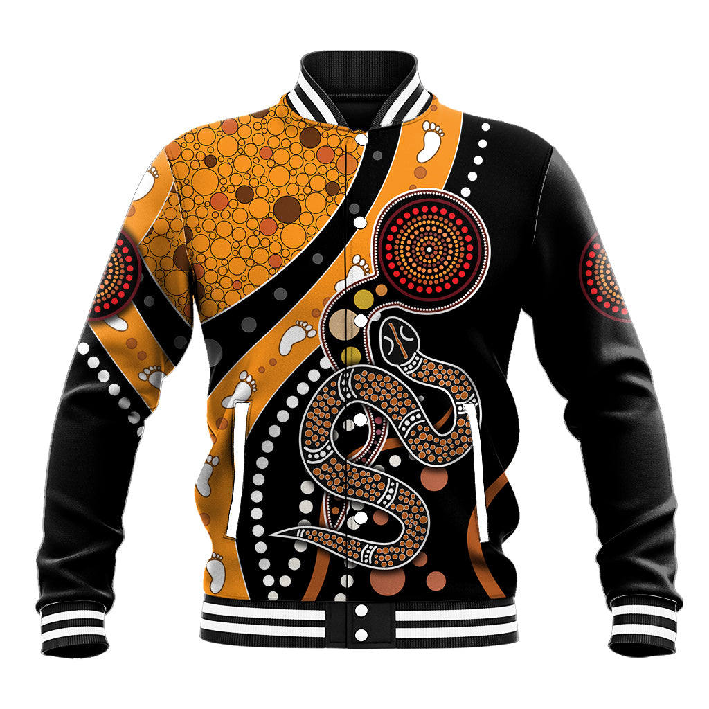Aboriginal Snake Pattern Dot Art Baseball Jacket