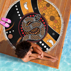 Aboriginal Snake Pattern Dot Art Beach Blanket