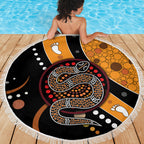 Aboriginal Snake Pattern Dot Art Beach Blanket
