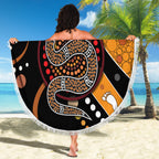 Aboriginal Snake Pattern Dot Art Beach Blanket
