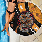 Aboriginal Snake Pattern Dot Art Beach Blanket