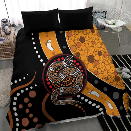 Aboriginal Snake Pattern Dot Art Bedding Set
