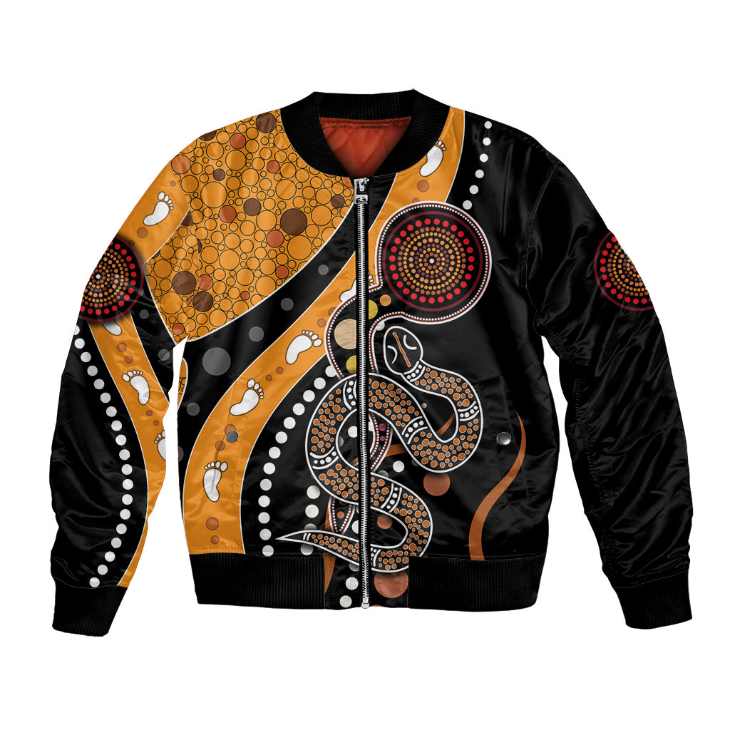 Aboriginal Snake Pattern Dot Art Bomber Jacket
