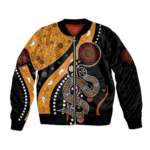 Aboriginal Snake Pattern Dot Art Bomber Jacket