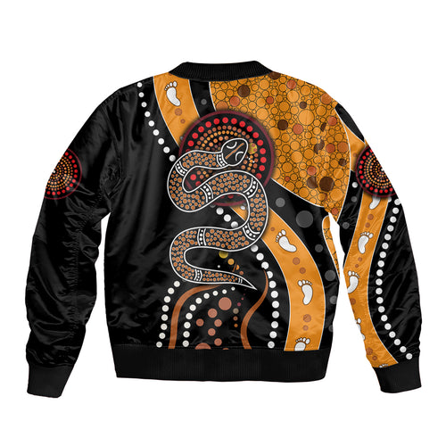 Aboriginal Snake Pattern Dot Art Bomber Jacket