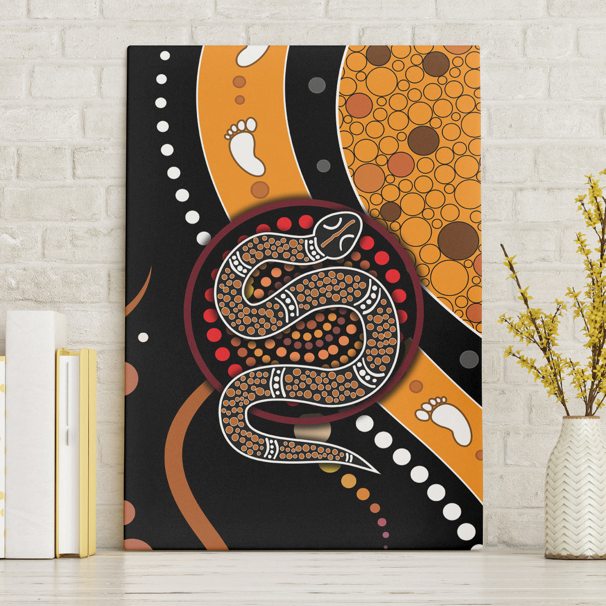 Aboriginal Snake Pattern Dot Art Canvas Wall Art