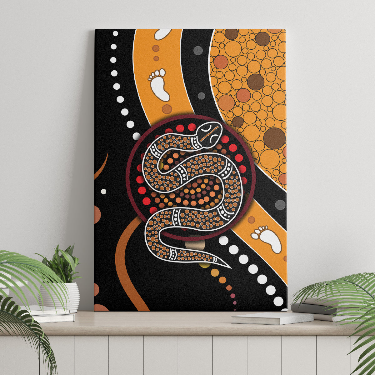 Aboriginal Snake Pattern Dot Art Canvas Wall Art