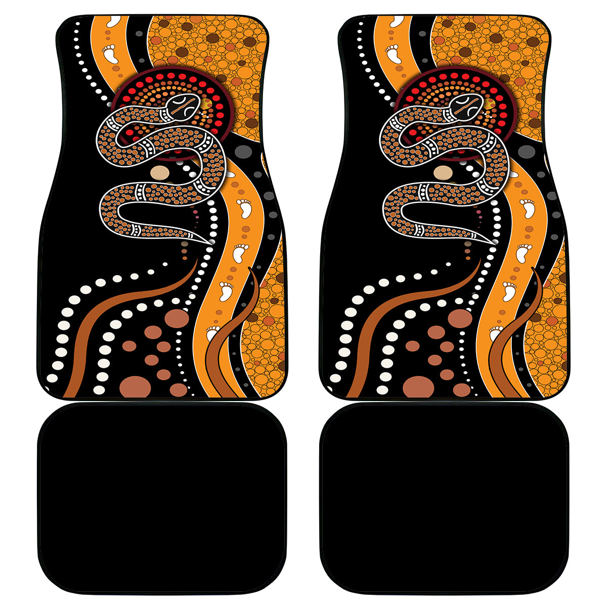 Aboriginal Snake Pattern Dot Art Car Mats