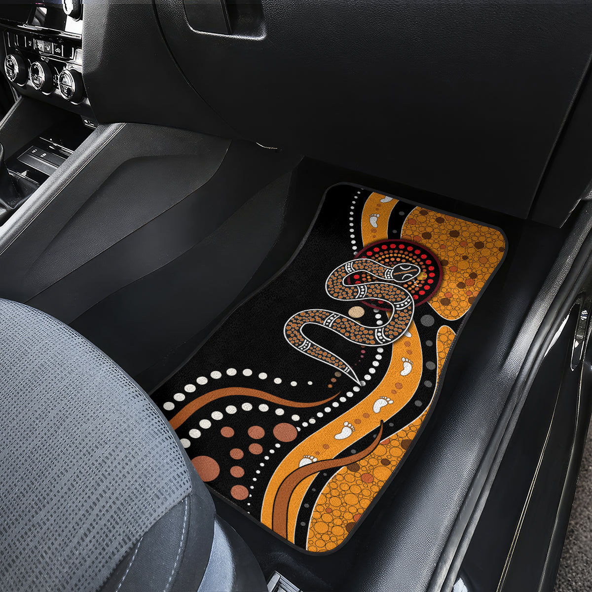 Aboriginal Snake Pattern Dot Art Car Mats