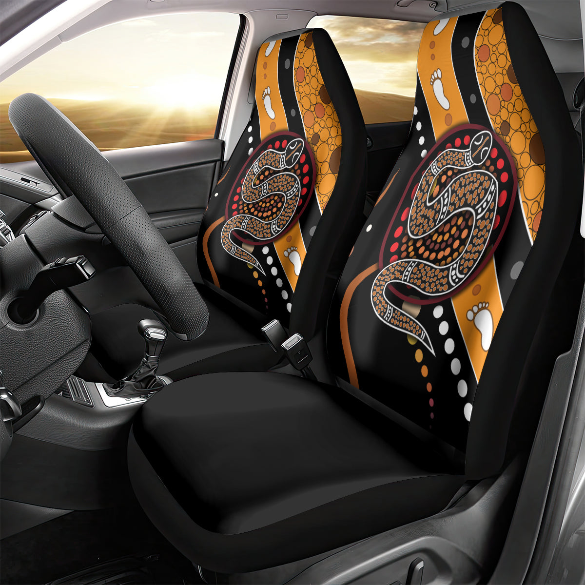 Aboriginal Snake Pattern Dot Art Car Seat Cover