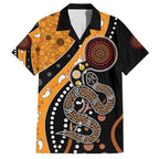 Aboriginal Snake Pattern Dot Art Family Matching Long Sleeve Bodycon Dress and Hawaiian Shirt