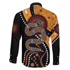 Aboriginal Snake Pattern Dot Art Family Matching Long Sleeve Bodycon Dress and Hawaiian Shirt