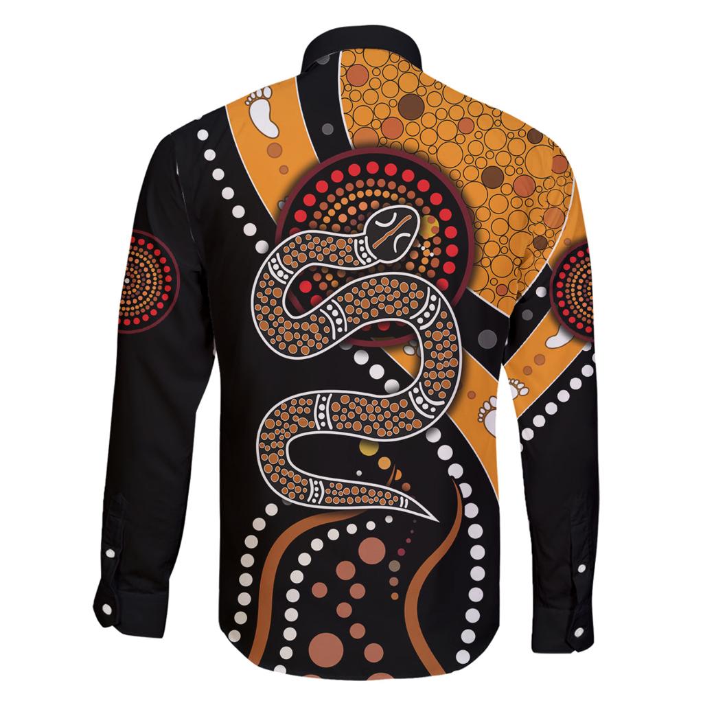 Aboriginal Snake Pattern Dot Art Family Matching Off Shoulder Long Sleeve Dress and Hawaiian Shirt
