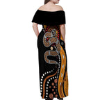 Aboriginal Snake Pattern Dot Art Family Matching Off Shoulder Maxi Dress and Hawaiian Shirt