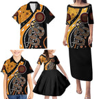 Aboriginal Snake Pattern Dot Art Family Matching Puletasi and Hawaiian Shirt