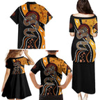 Aboriginal Snake Pattern Dot Art Family Matching Puletasi and Hawaiian Shirt