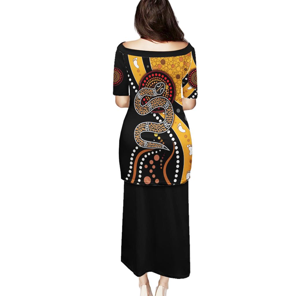 Aboriginal Snake Pattern Dot Art Family Matching Puletasi and Hawaiian Shirt