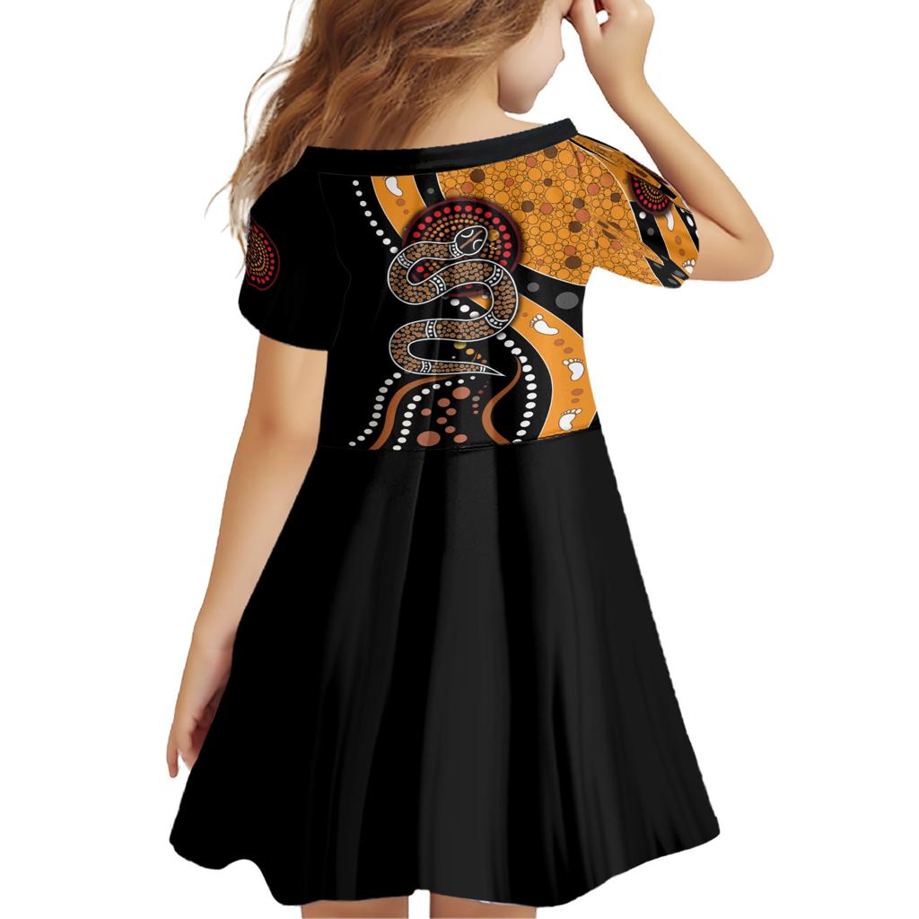Aboriginal Snake Pattern Dot Art Family Matching Short Sleeve Bodycon Dress and Hawaiian Shirt