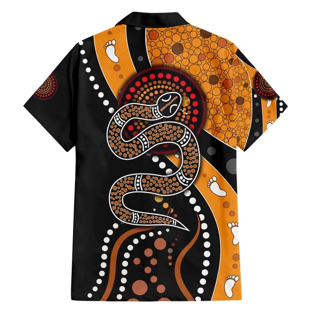 Aboriginal Snake Pattern Dot Art Family Matching Short Sleeve Bodycon Dress and Hawaiian Shirt