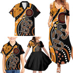 Aboriginal Snake Pattern Dot Art Family Matching Summer Maxi Dress and Hawaiian Shirt