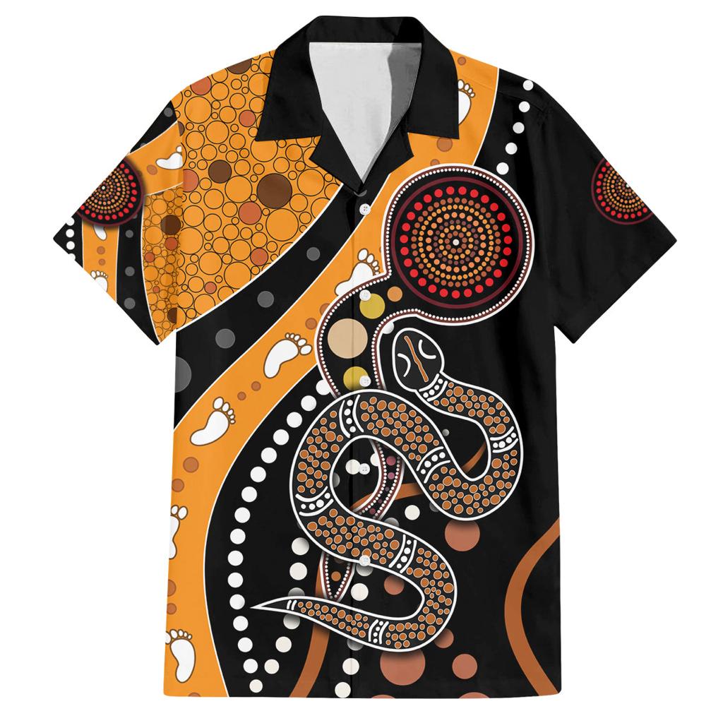 Aboriginal Snake Pattern Dot Art Family Matching Summer Maxi Dress and Hawaiian Shirt