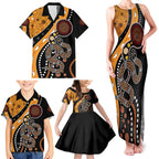 Aboriginal Snake Pattern Dot Art Family Matching Tank Maxi Dress and Hawaiian Shirt