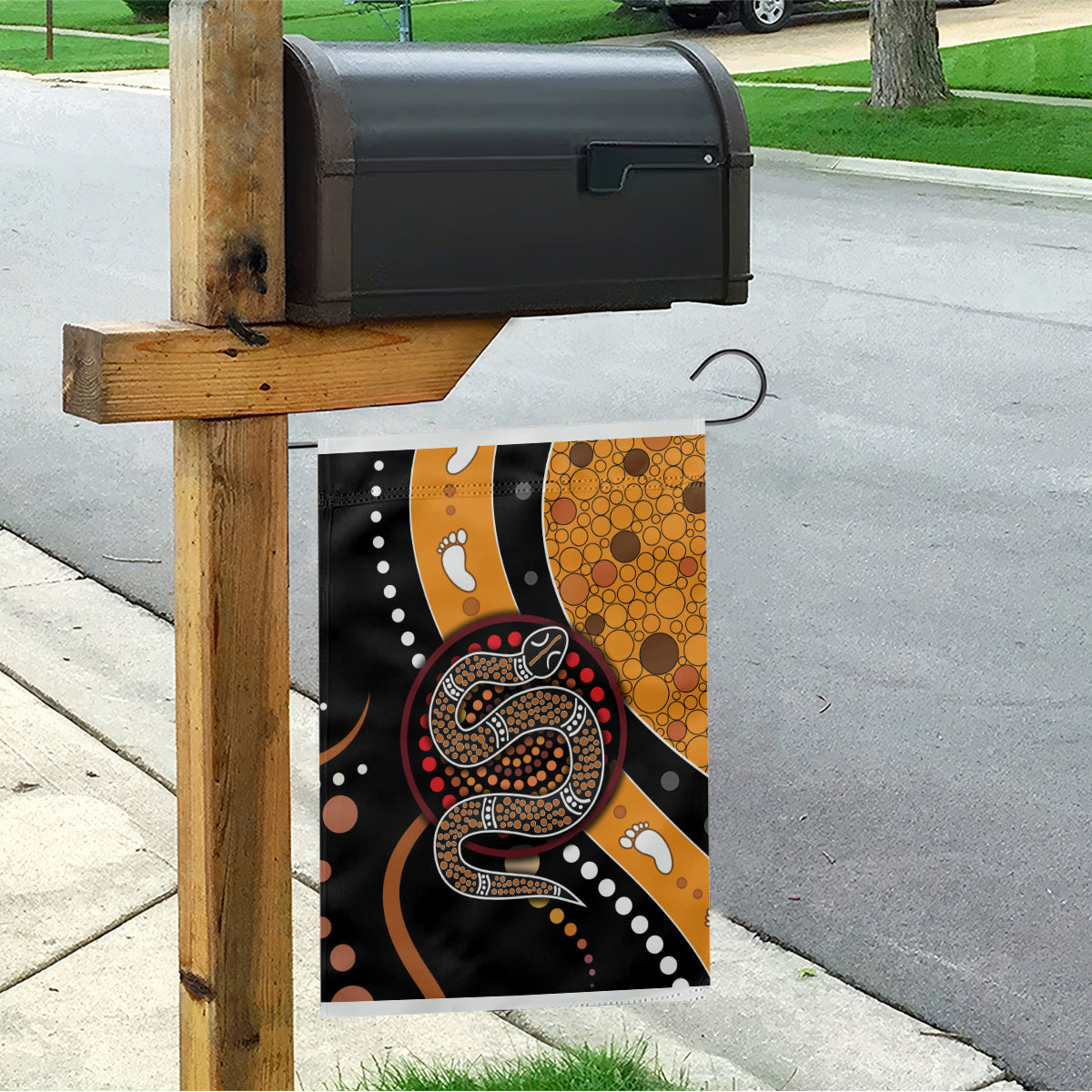 Aboriginal Snake Pattern Dot Art Garden Flag
