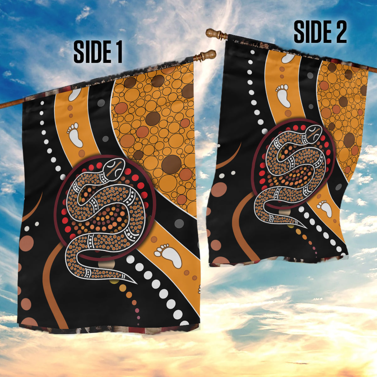 Aboriginal Snake Pattern Dot Art Garden Flag