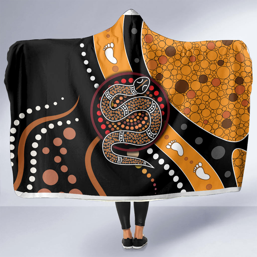 Aboriginal Snake Pattern Dot Art Hooded Blanket