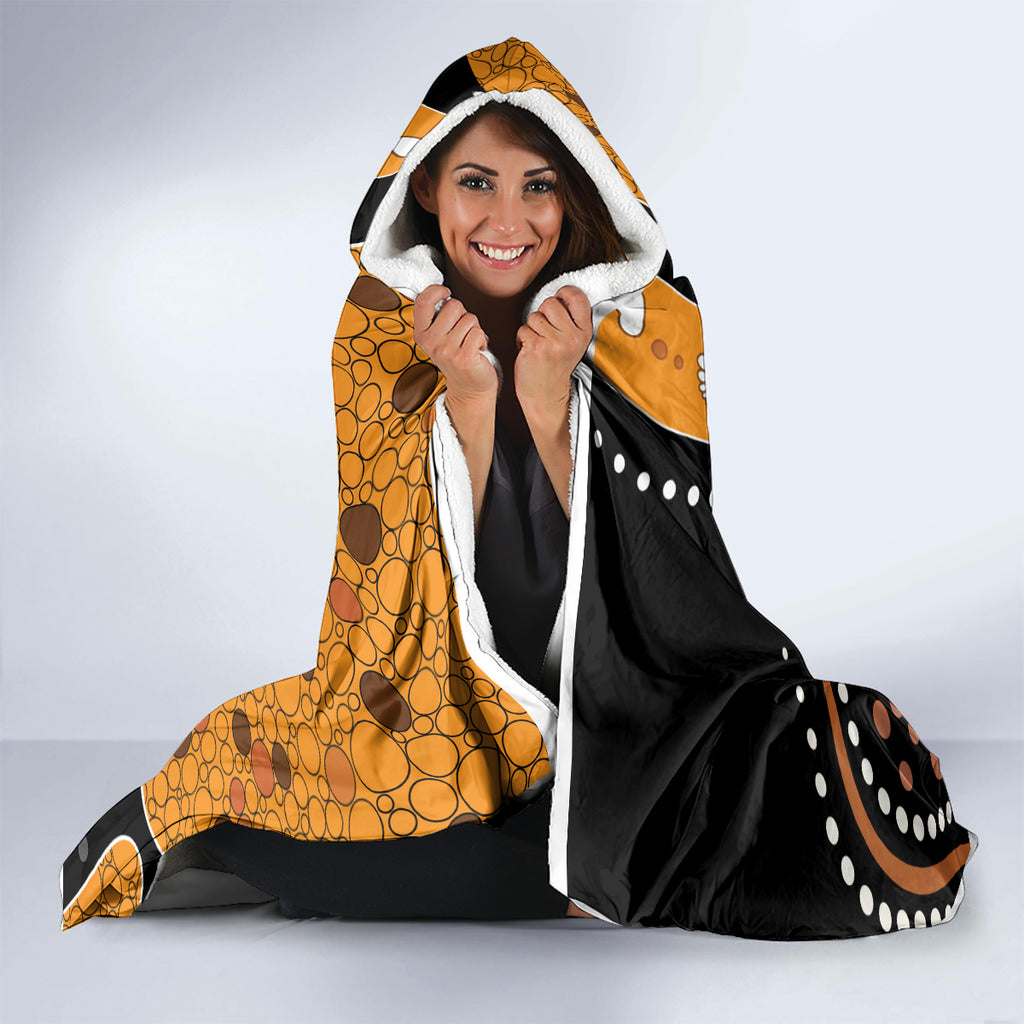 Aboriginal Snake Pattern Dot Art Hooded Blanket