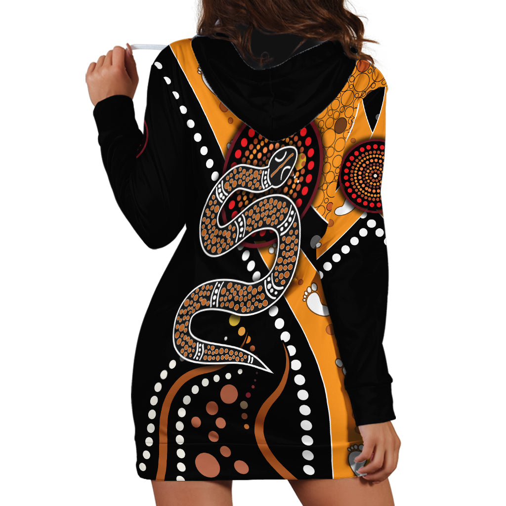 Aboriginal Snake Pattern Dot Art Hoodie Dress