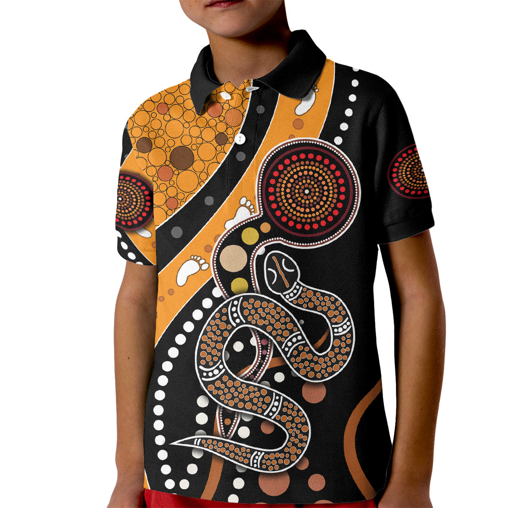 Aboriginal Snake Pattern Dot Art Kid Polo Shirt