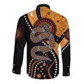 Aboriginal Snake Pattern Dot Art Long Sleeve Button Shirt