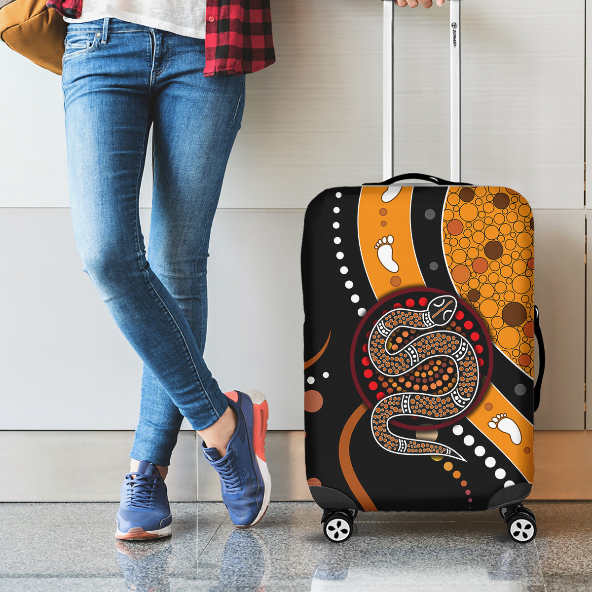 Aboriginal Snake Pattern Dot Art Luggage Cover