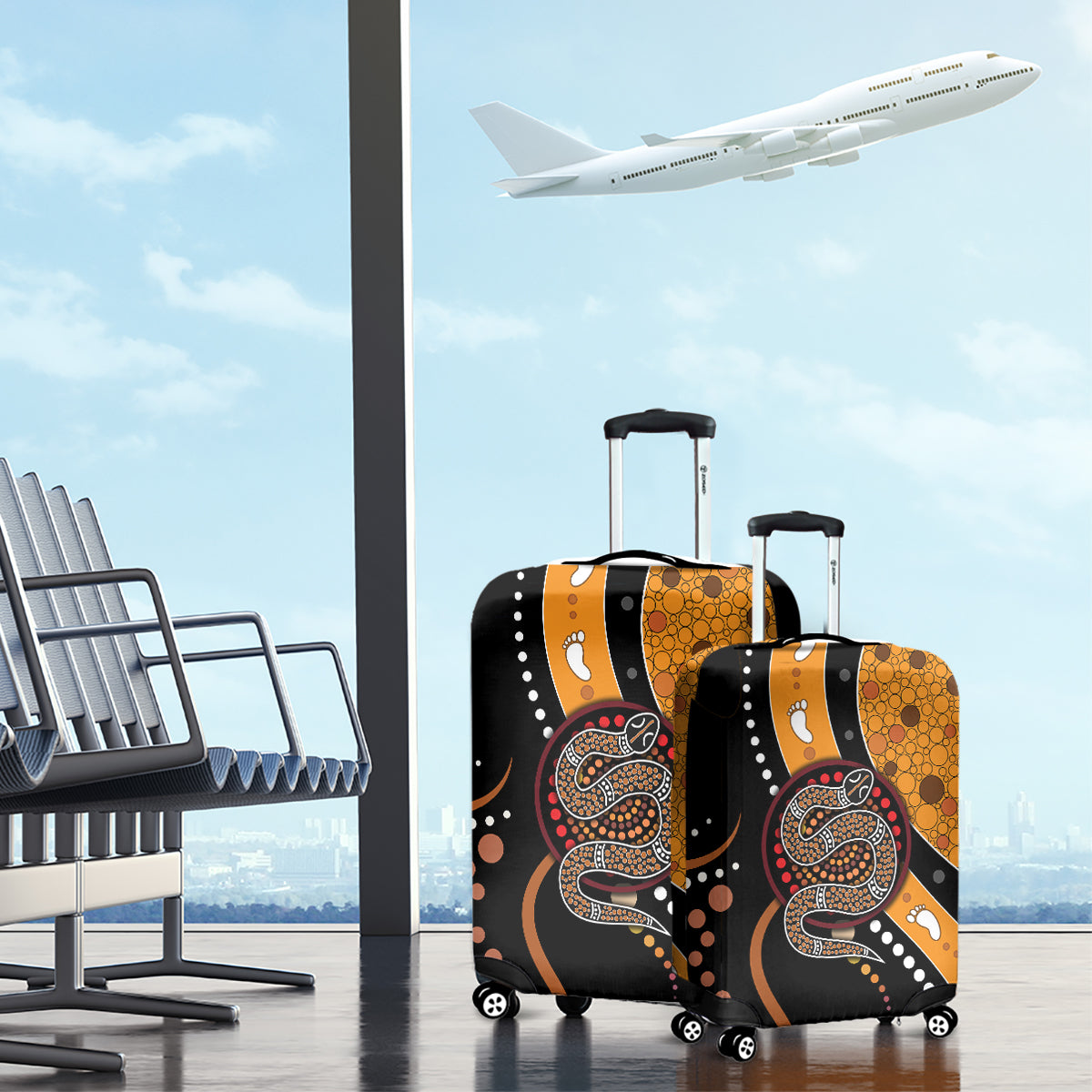 Aboriginal Snake Pattern Dot Art Luggage Cover