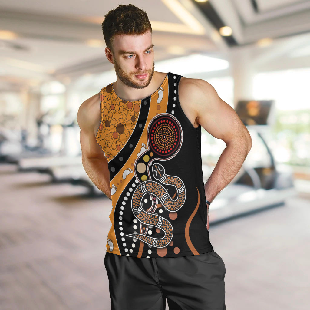 Aboriginal Snake Pattern Dot Art Men Tank Top